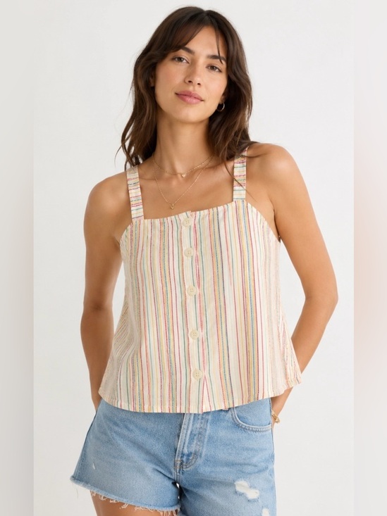 Madewell Tops - Madewell Rainbow Stripe Button Front Cotton Swing Cami Tank Top XS Summer Boho